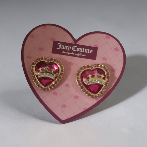 Juicy Couture Jewelry - Juicy Couture Gold and Pink Heart Earrings
